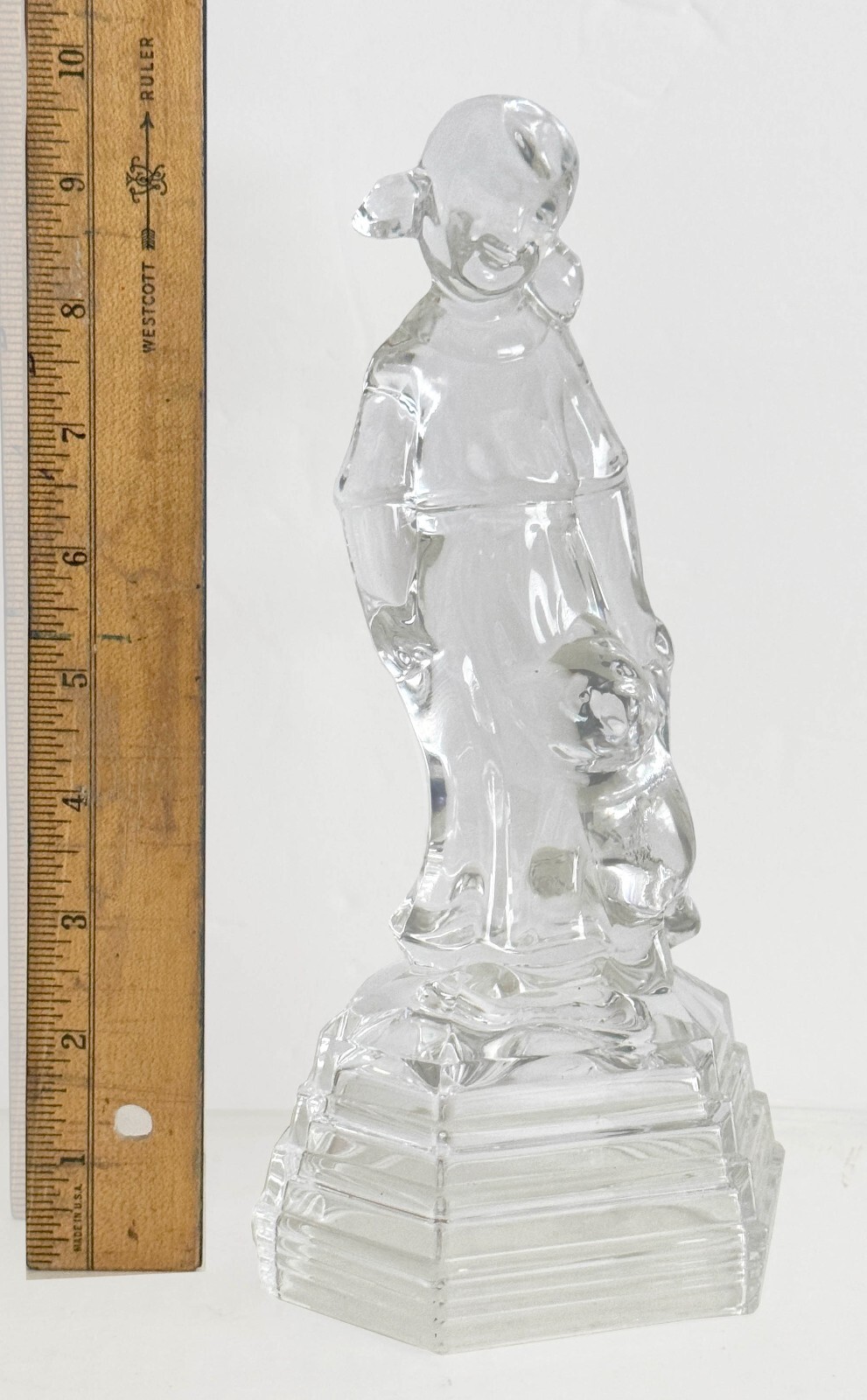RCR Royal Crystal Rock “Teddy & Me” Glass 9″ Figurine (Circa 1980)