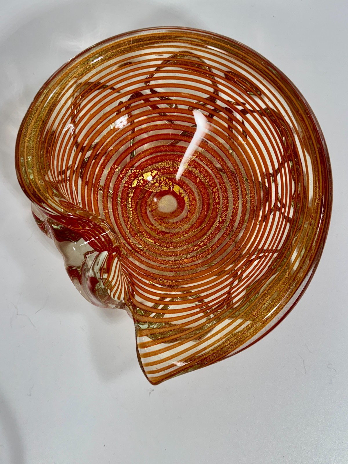 BAROVIER Murano Zebrati Gold Aventurine Ashtray 4.2lb Biomorphic
