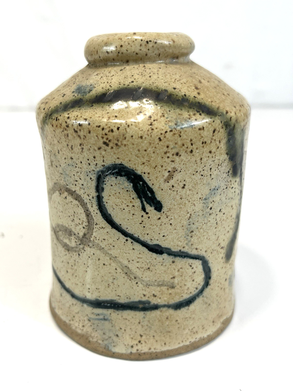 Handthrown Art Pottery Vase Abstract Design Primitive Signed Small
