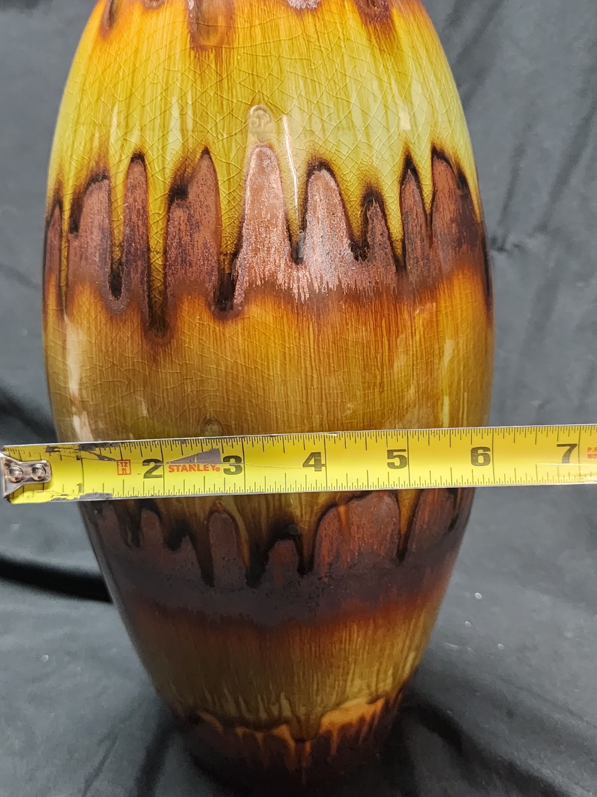 Vintage Colorful Abstract Paint Drip Art Pottery Vase 16”