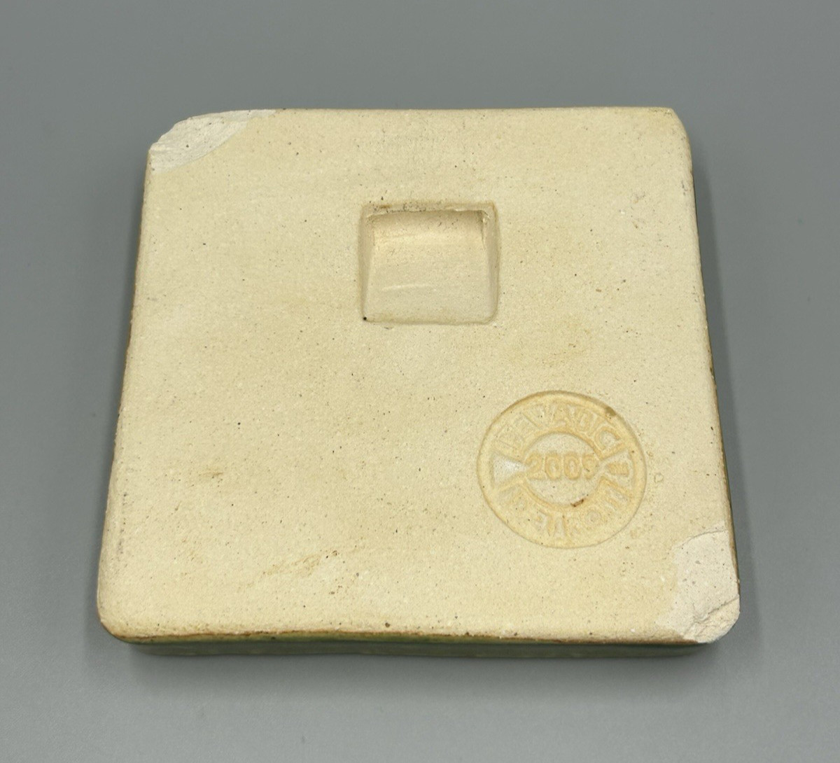 Pewabic Pottery Matte Green Swirl Snowflake Leaf Tree Square Tile Set of 4 READ