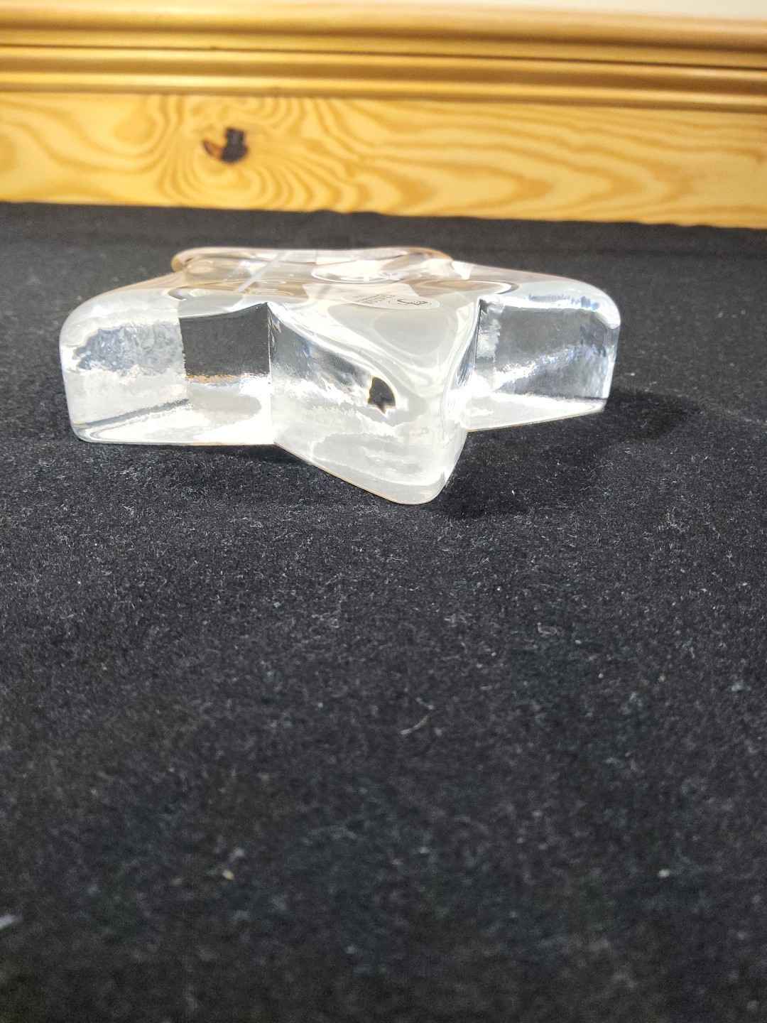 VTG Fenton Glass Logo Star Paperweight Clear & Frosted Satin Display Figure