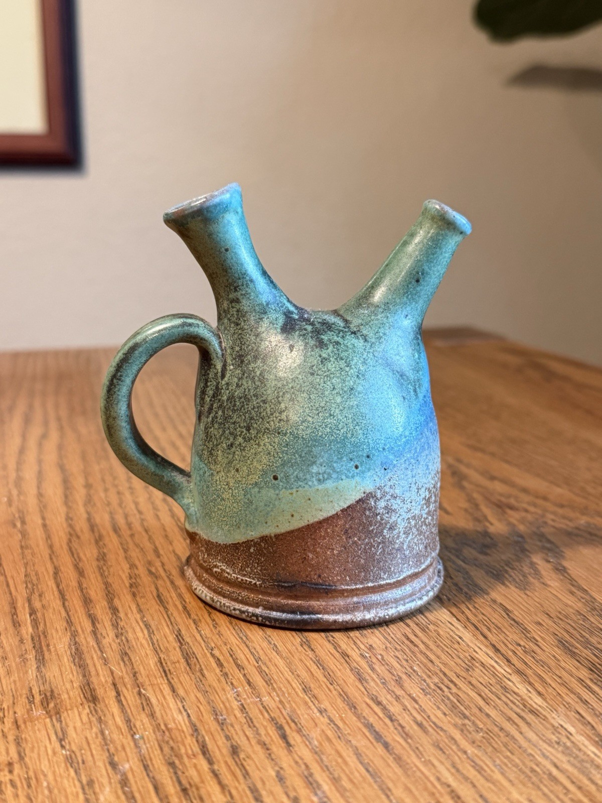 Mid century modern Studio Art Pottery ceramic vase signed 4 1/2”