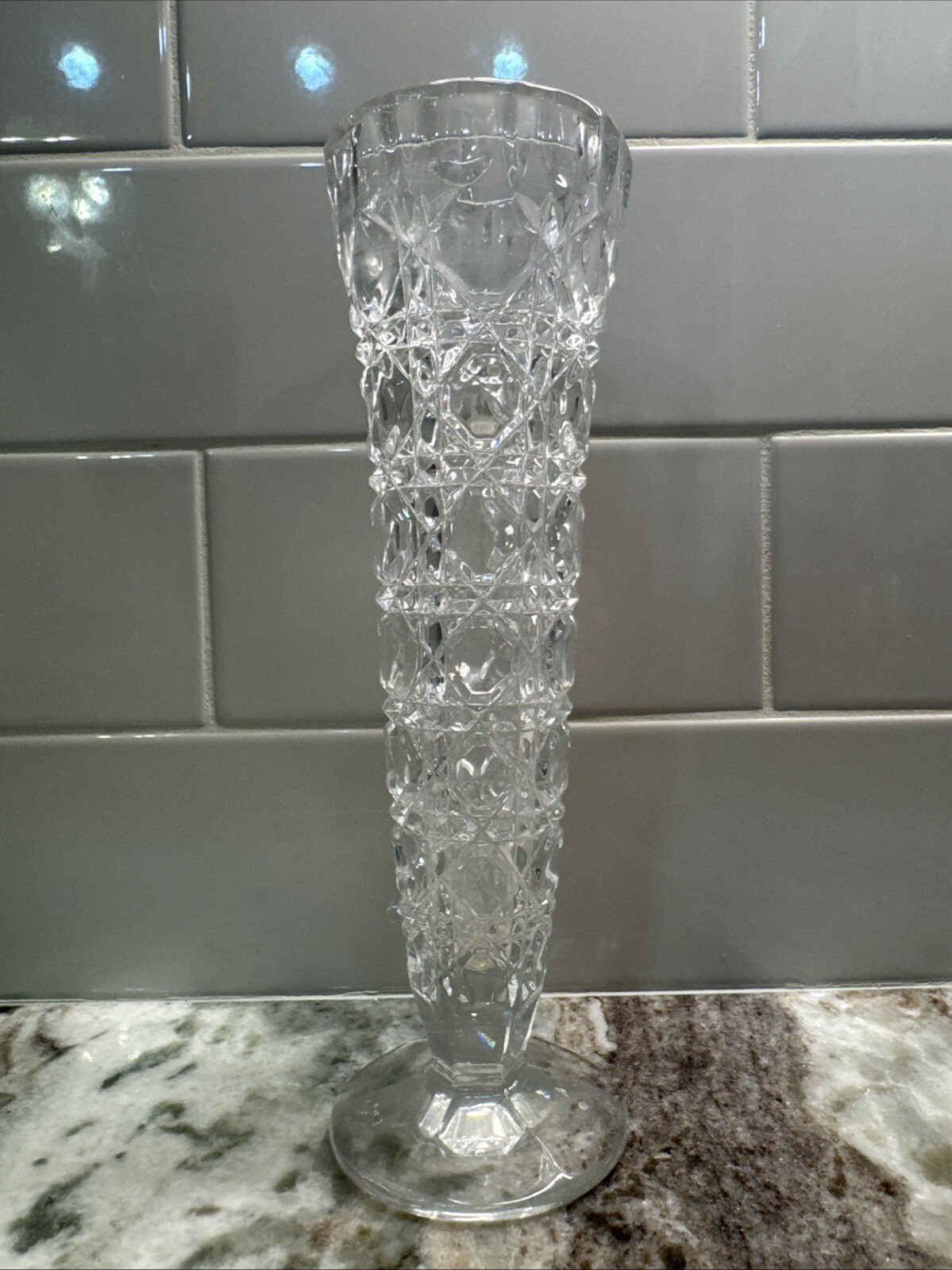 Bleikristall 24% Leaded Crystal HC Footed Bud Vase, Germany 7.75” Tall, PO-LN