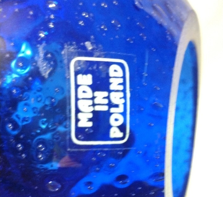 Kosta Boda Blue Moon Swirl Art Glass Oil Lamp / Paperweight Poland B2