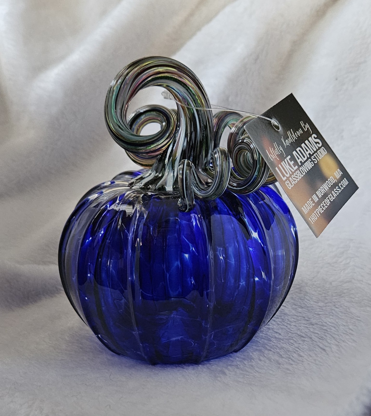 Luke Adams Glassblowing Studio Glass Pumpkin #3640 Small Squat