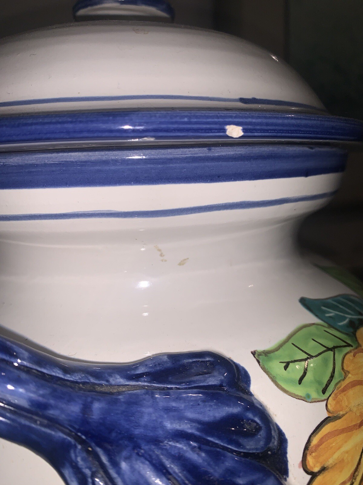VTG Italy Double Birds Majolica Pottery Jar Vase 15.75”T 9.25”Diam Handpainted