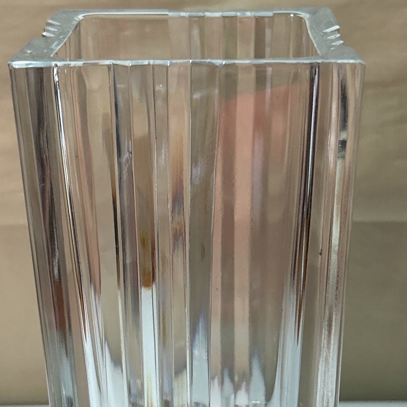 Bohemia Czech Republic Hand Cut Lead Crystal Square Vase 10″ EXCELLENT 5 Pounds