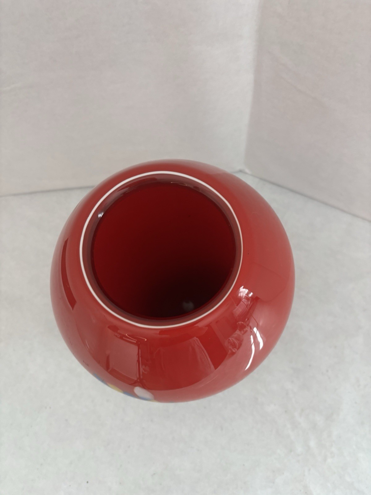 Red Splatter Spatter Glass Confetti Wide Mouth Vase Heavy Speckled Multicolor