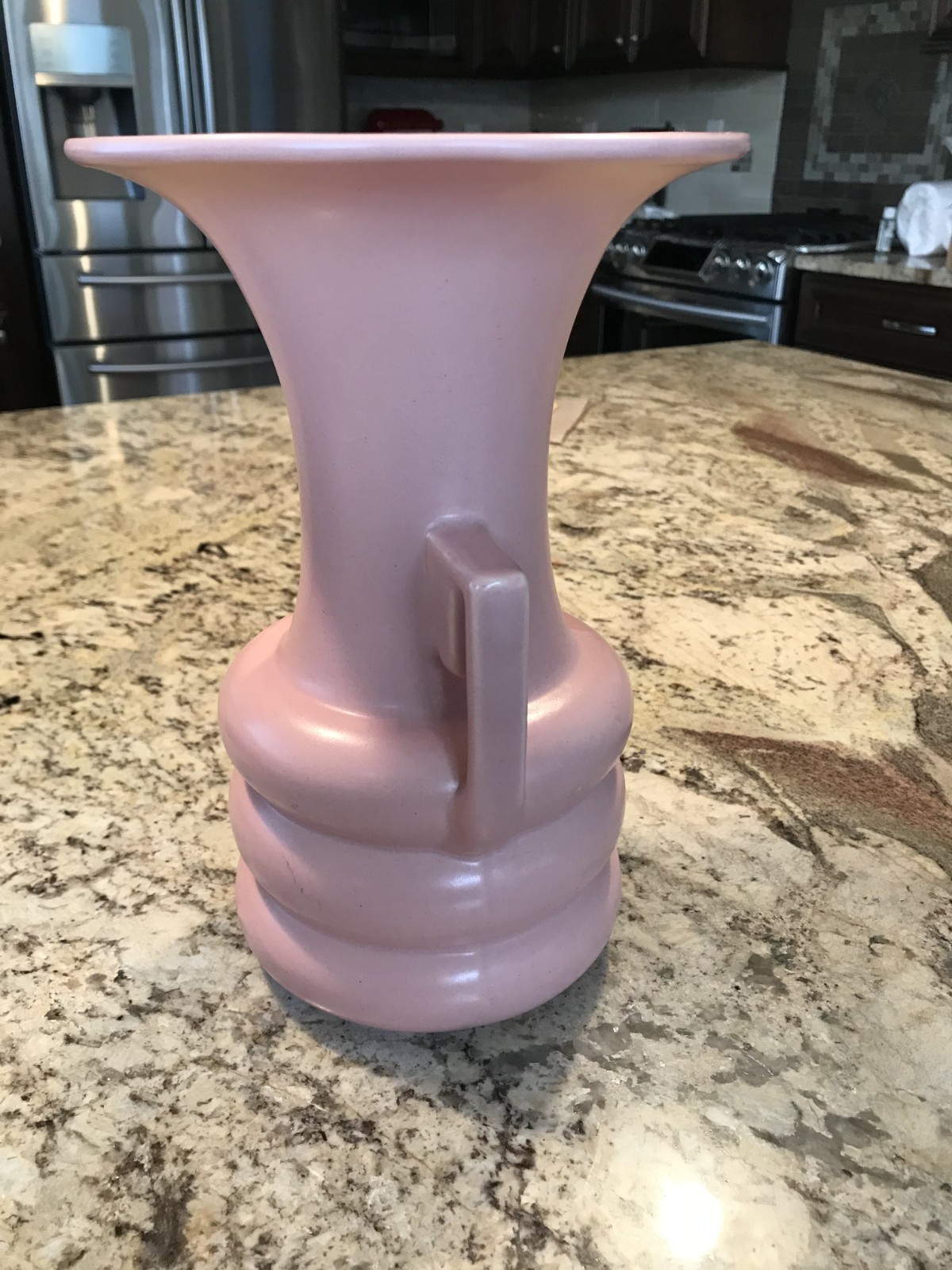 Vintage Abingdon Pink Matte Vase – 9.5 Inches Tall – Art Deco Style