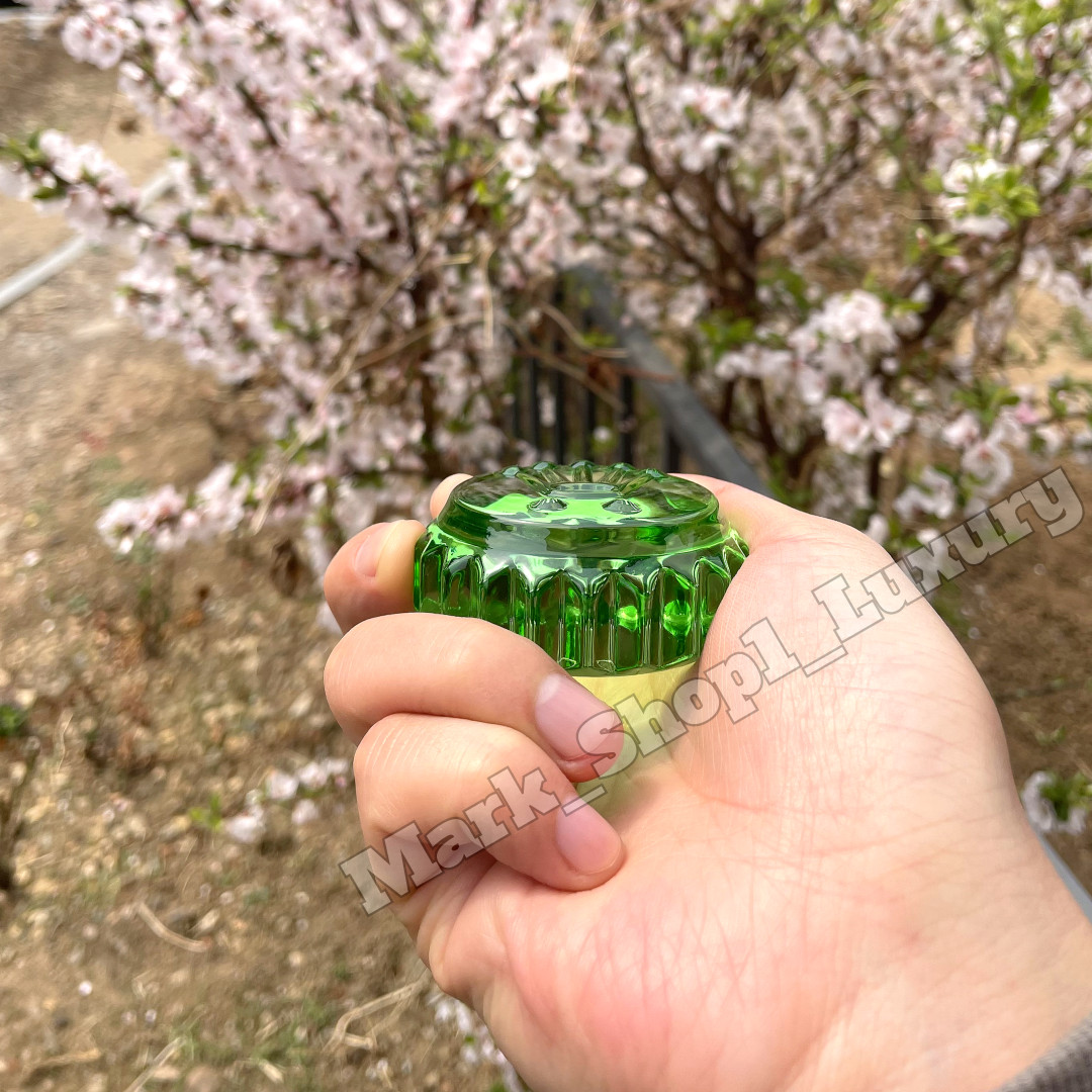 Rolex Triplock Italian Green Glass Paperweight Green Crystal Moon Cake Salviati