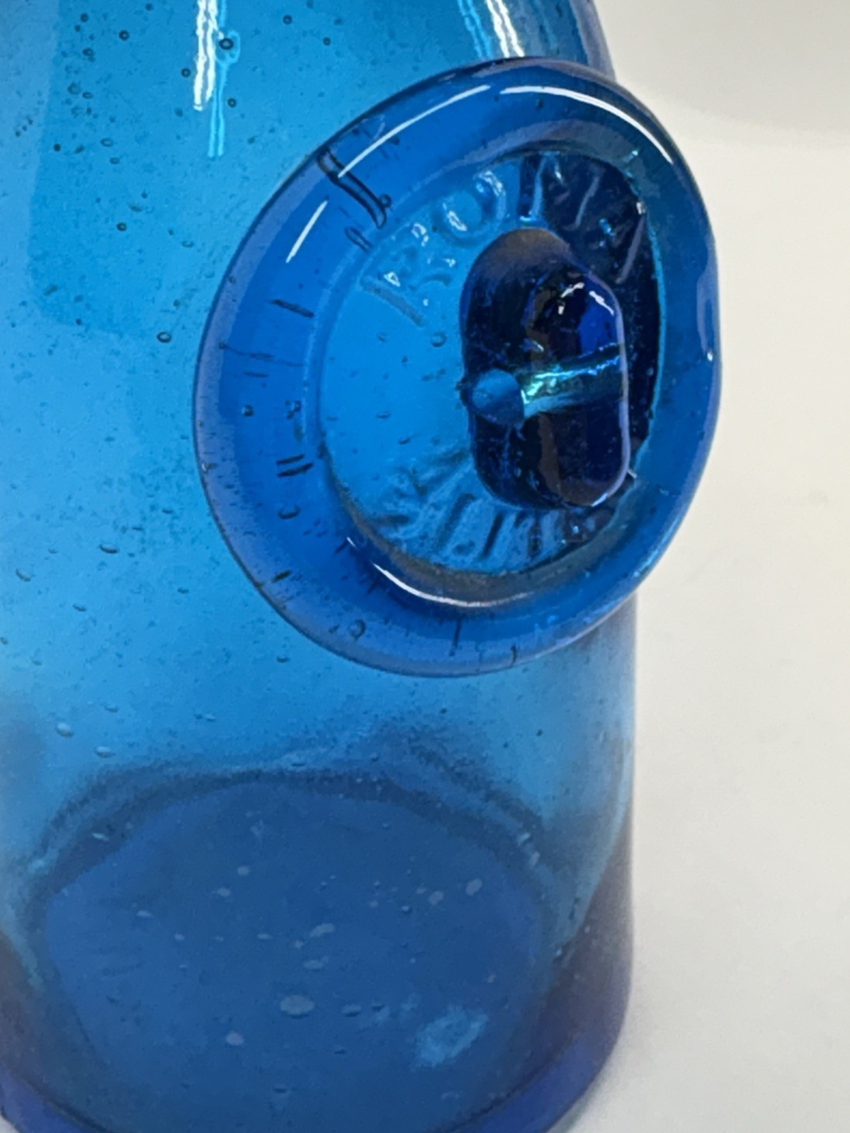 Vintage Rossini Empoli Blue Art Glass Vase Made in Italy MCM Bubble Glass