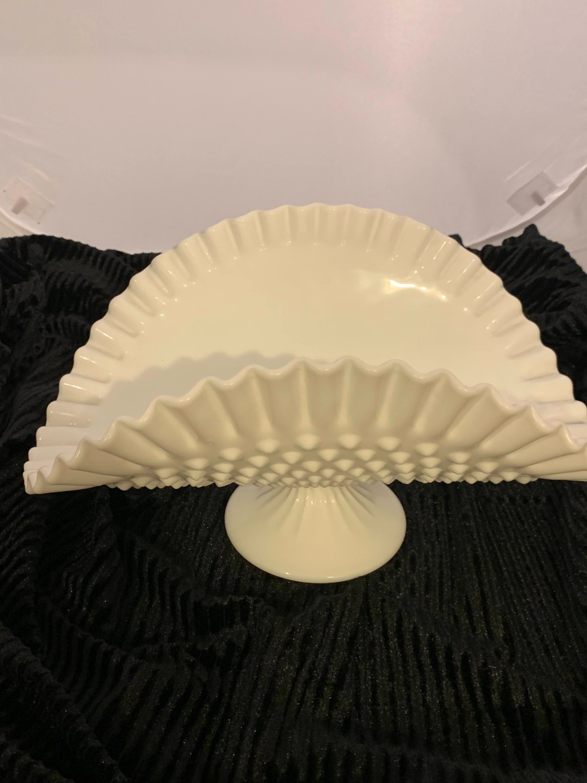 Fenton Milkglass BANANA STAND – 12.75” X 8” X 6.5” tall – Ribbed Base