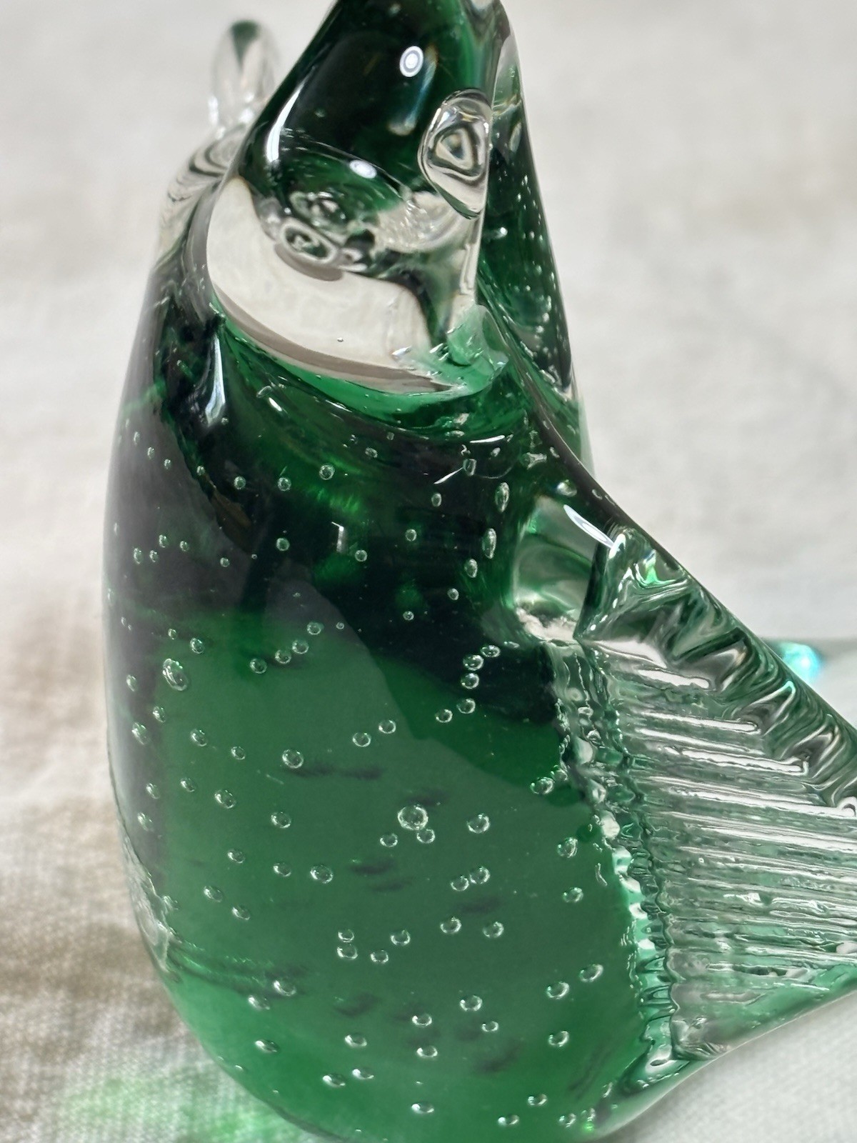 Vintage Murano Silvestri Green Bird Bubble Arte Made in Italy Weight