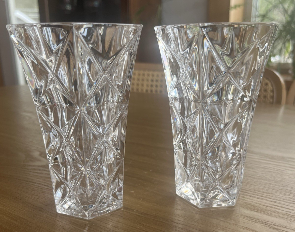 Crystal Vase Garanti Plus France 5.0″ Genuine Lead Crystal 24%pbo Star Pattern