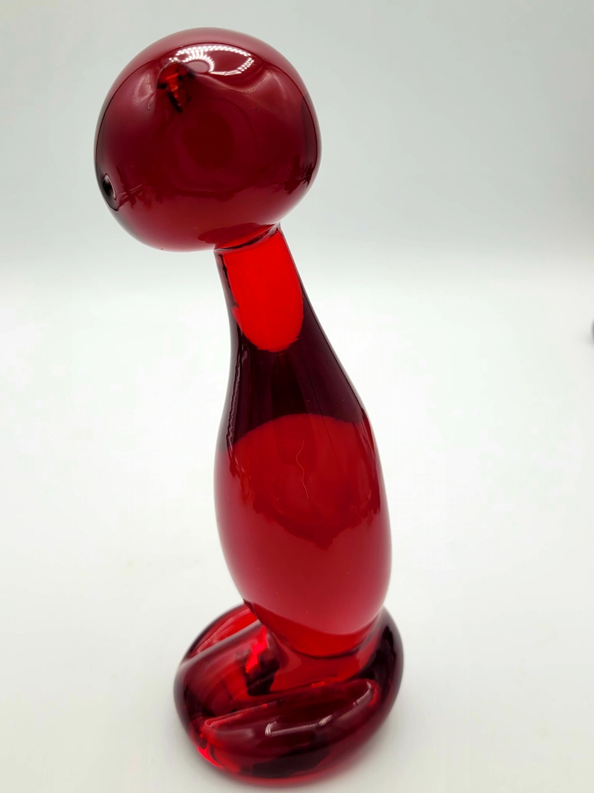 Viking Rainbow Glass Company Royal Ruby Red Hand Blown Glass Cat 6.75 Figurine