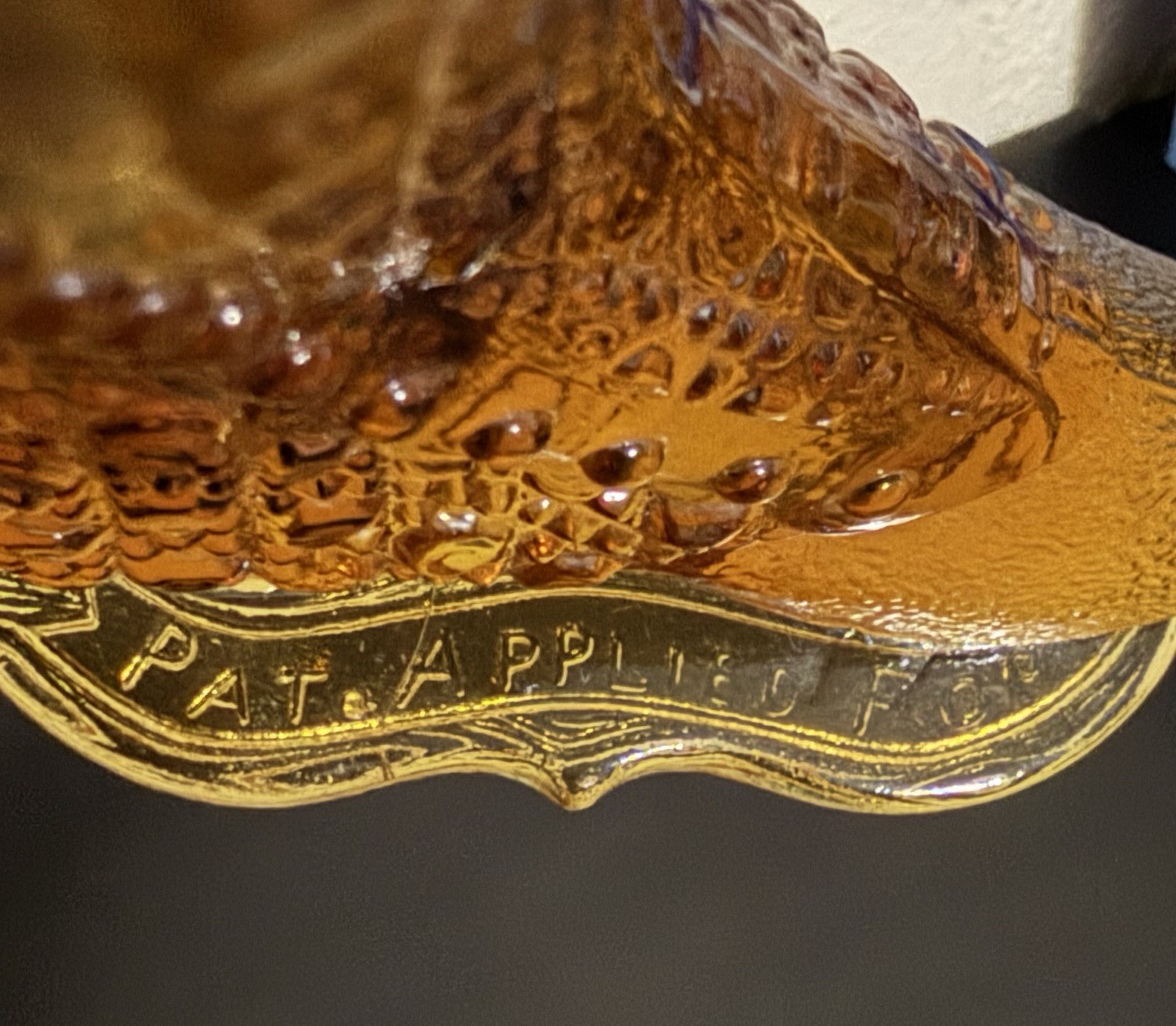 Vintage Fenton Amber Glass Boot Bouquet Flower Holder Daisy Button Design
