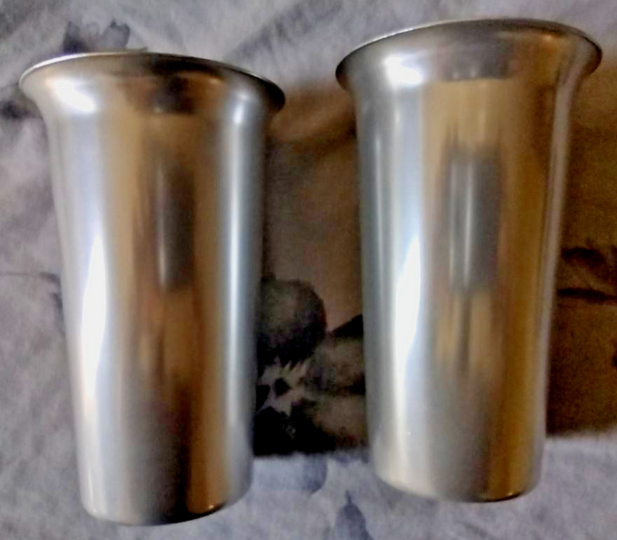 2 Silver Color Hal-sey Fifth Ave L&M 400 Aluminum 12oz Drinking Cups Tumblers