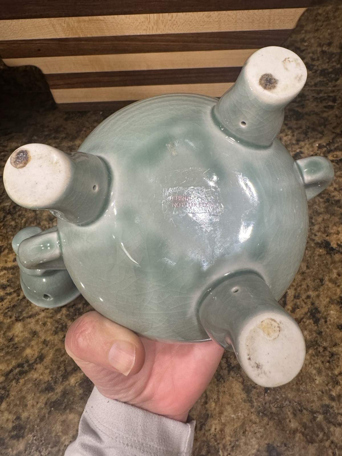 VTG Celadon ceramic Buddha incense burner, China