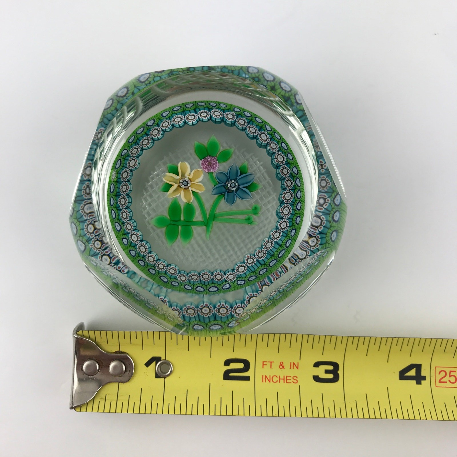 Perthshire 1983E Bouquet Lampwork Flowers Millefiori Faceted Paperweight Cert