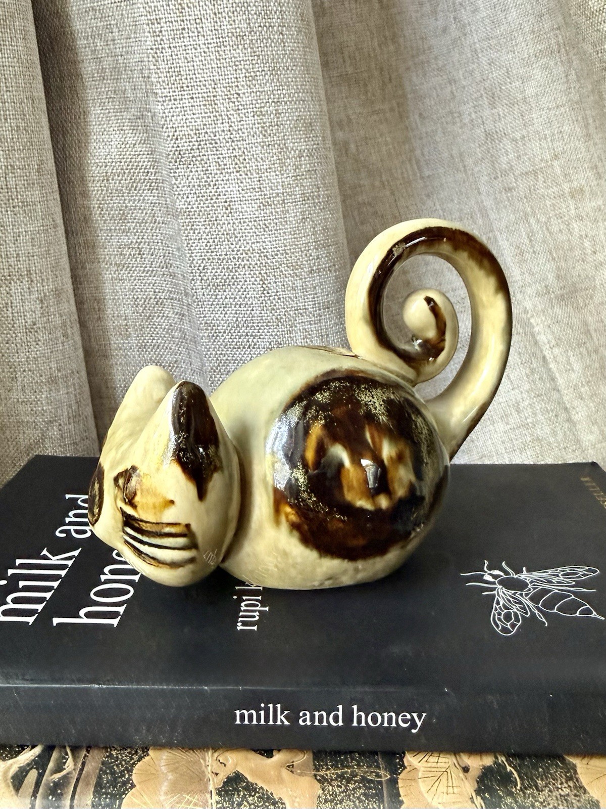 Vintage SOHLOM Dansk Design Pottery Cat Denmark Hogbrant Figurine Mid Century 4″