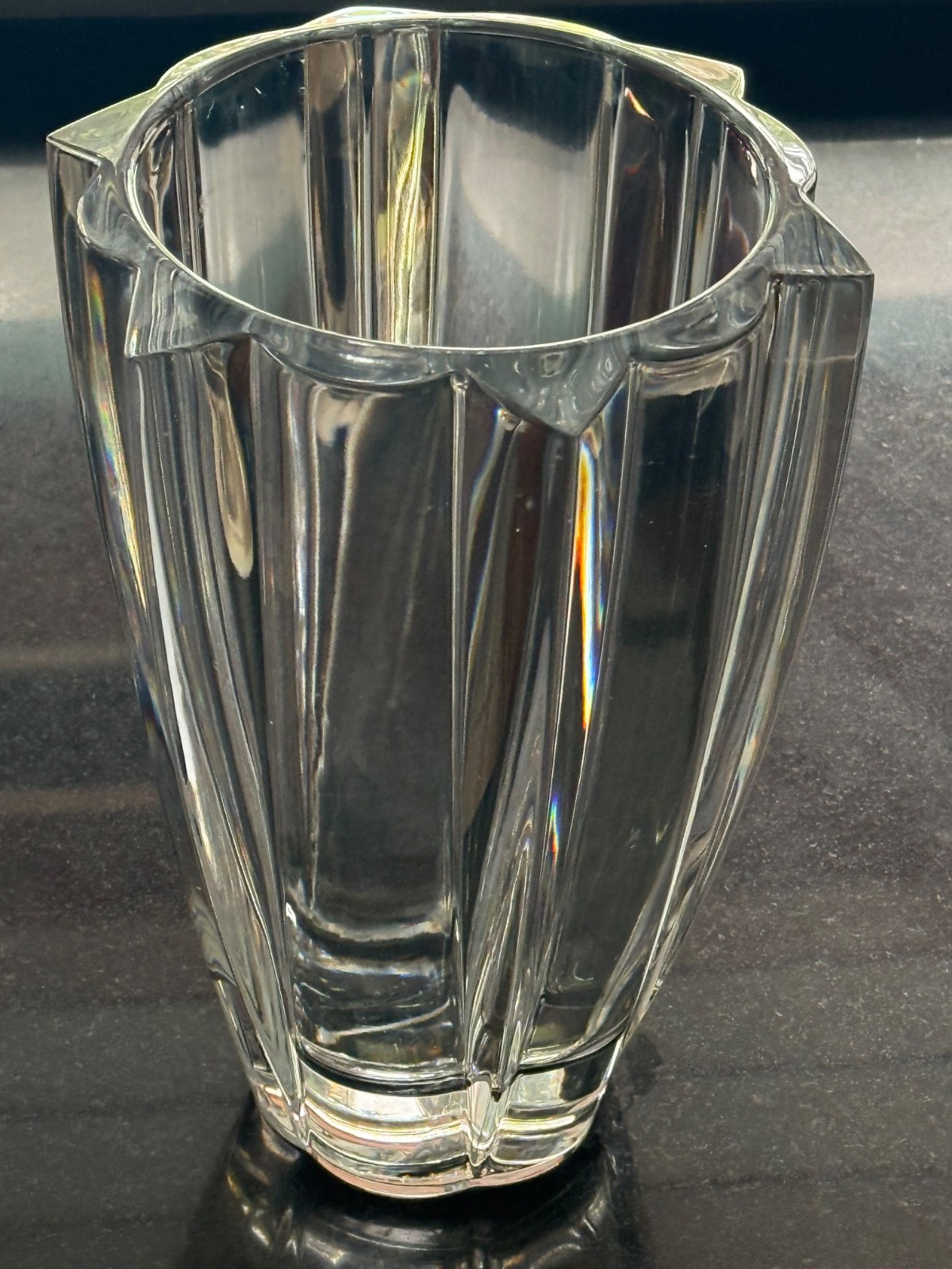 ORREFORS, Clear Crystal vase , 10 pounds 10″ tall