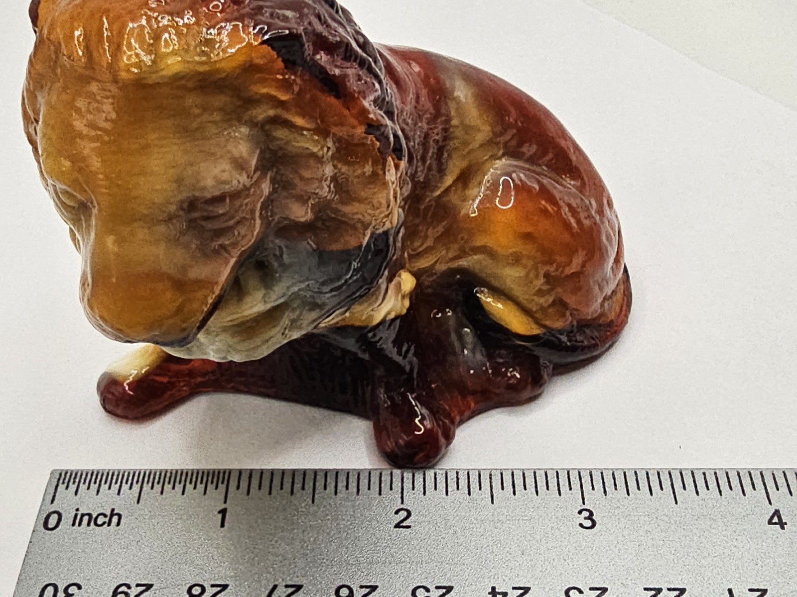 VINTAGE MOSSER GLASS LION SWIRL SLAG GLASS AMBER CARAMEL COLOR FIGURINE PAPERWEI