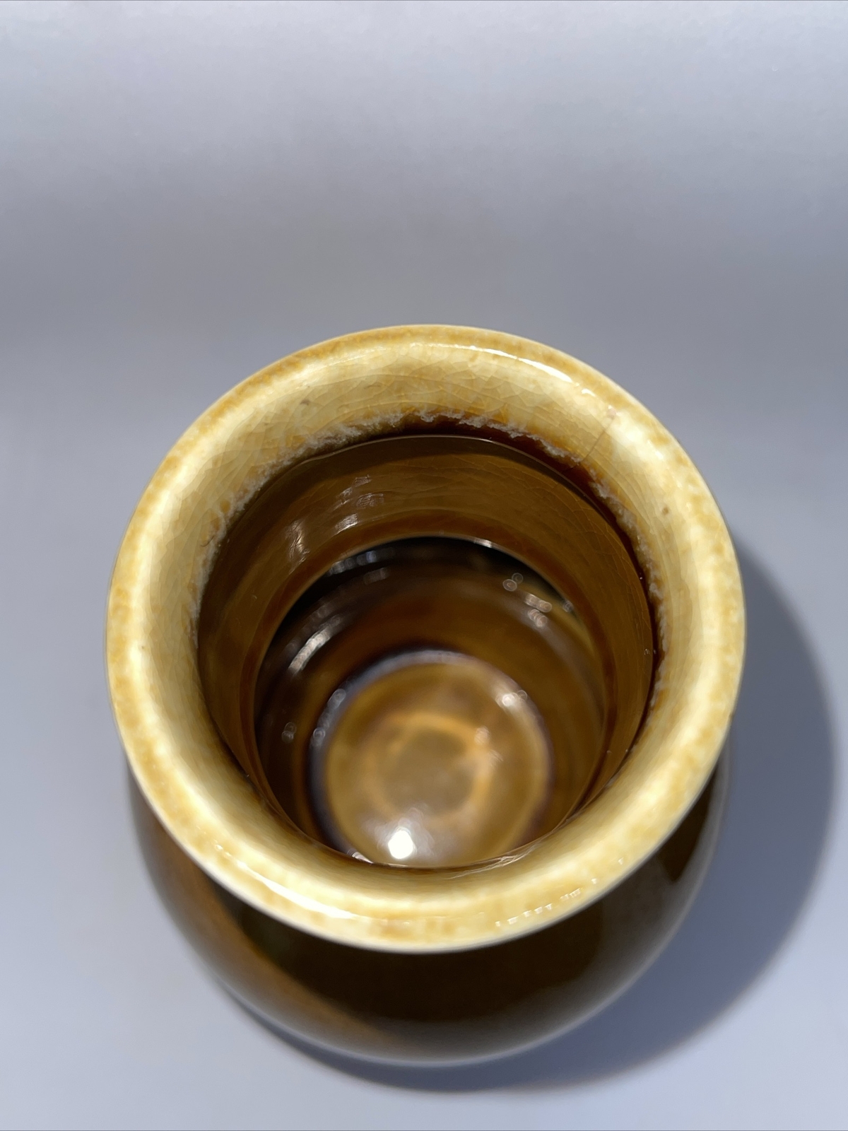 Vintage Vase 5” Art Pottery Brown Drip Glaze JAPAN