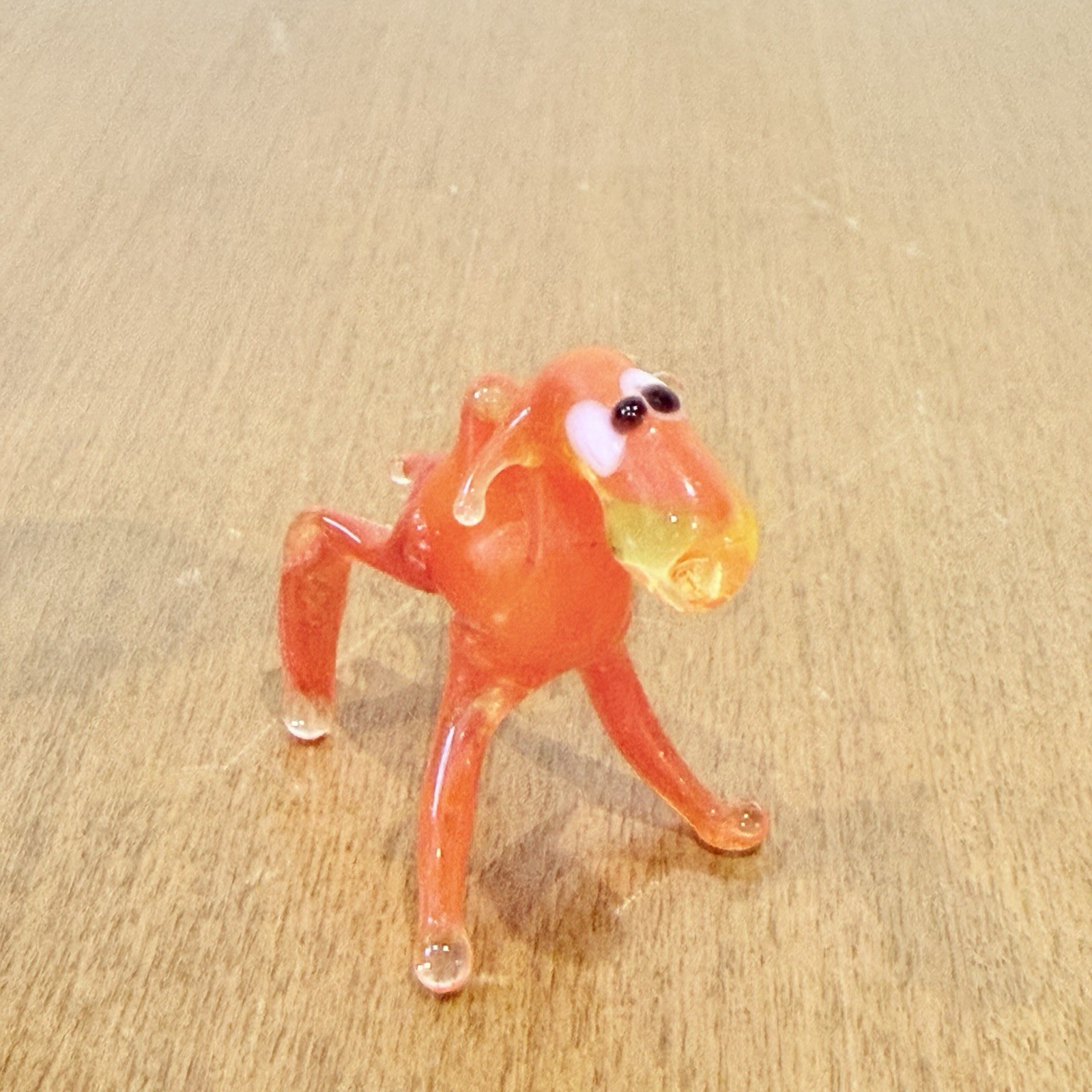 Hand Blown Art Glass Camel Figurine Set Of 2 Brown Orange Mini Trinket Shelf