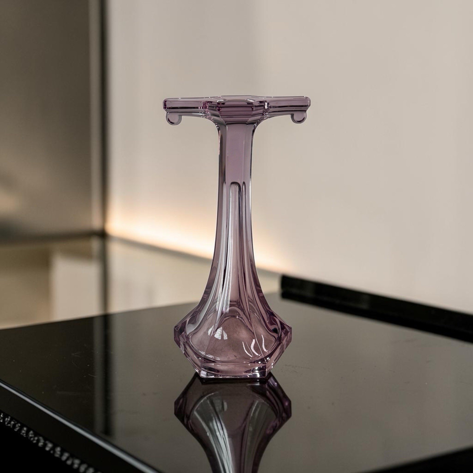 Antique Sun Purpled EAPG Glass Pedestal Riser Manganese Glow Lavender Base 12″