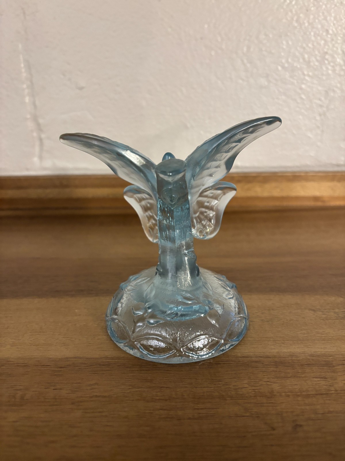 Fenton Light Blue Glass Butterfly on a Branch Figurine