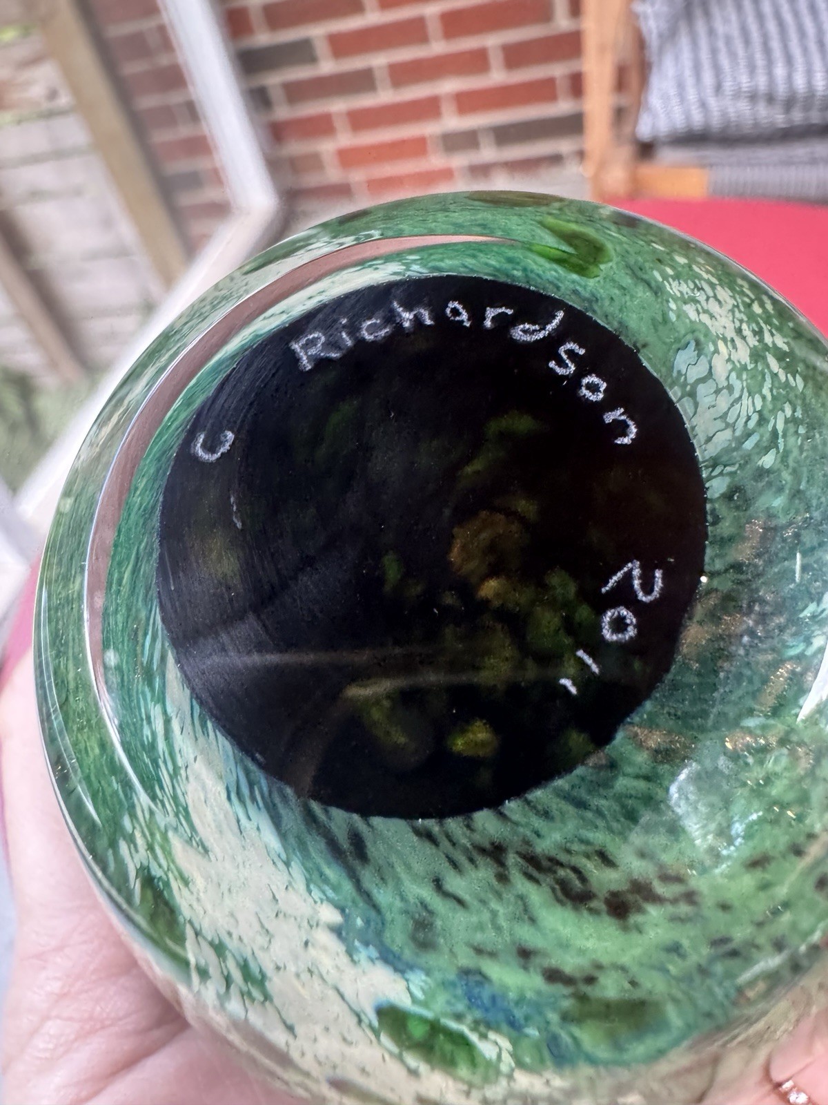 2011 Cathy Richardson Art Glass Paperweight Forest Seed Spring Tree Signed