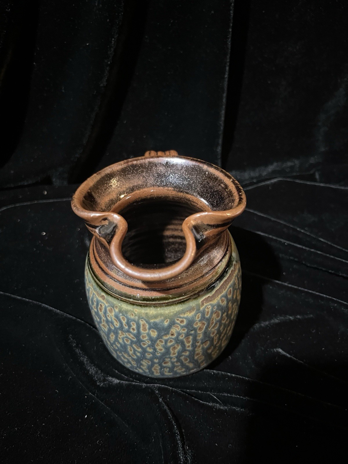 Royce Yoder Frogskin Pottery Vase Green Ash Stoneware Pitcher/creamer