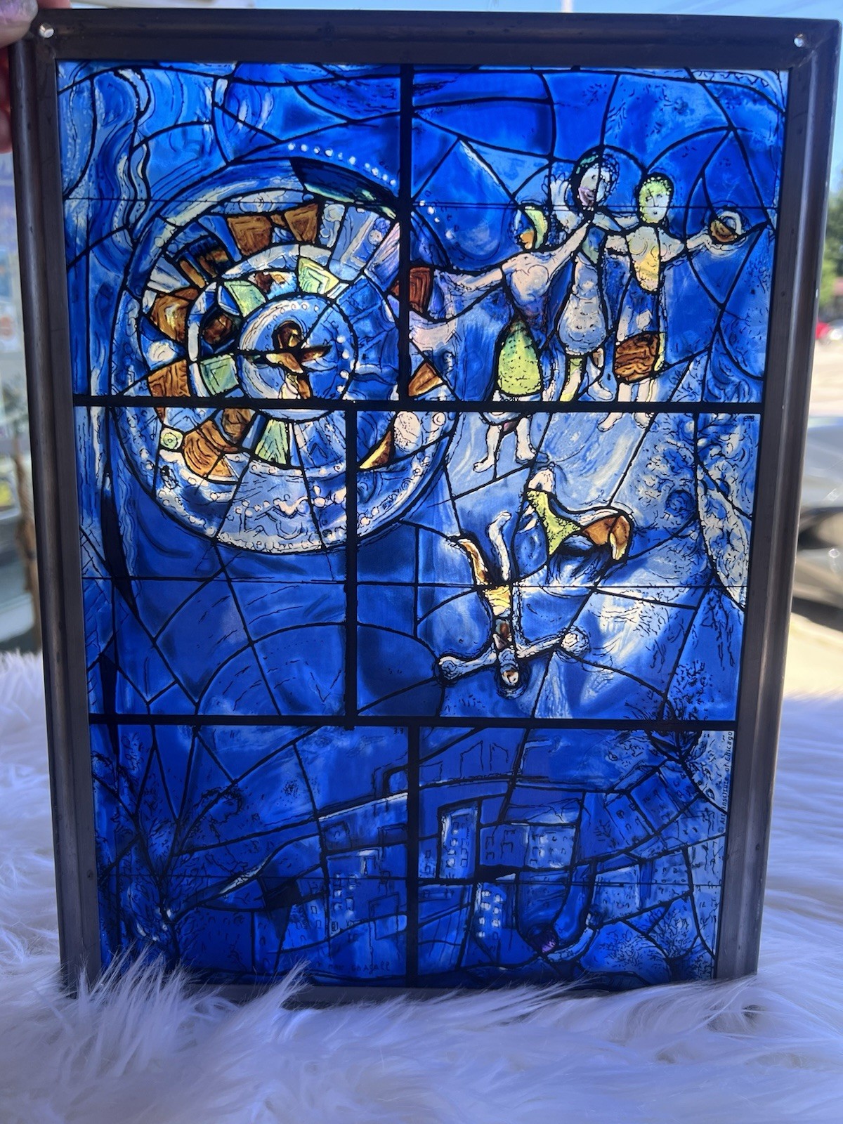 1970’s Marc Chagall Stained Glass Panel “American Windows” Art Institute Chicago