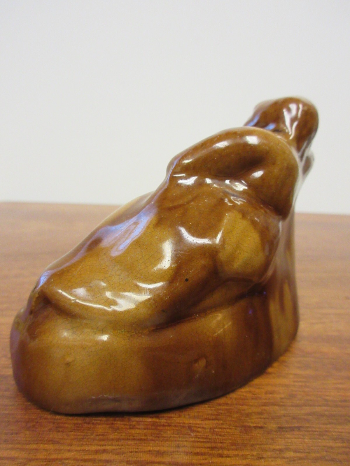 antiqu BENNINGTON ROCKINGHAM POTTERY RECLINING SLEEPING WOMAN w HAT INKWELL RARE