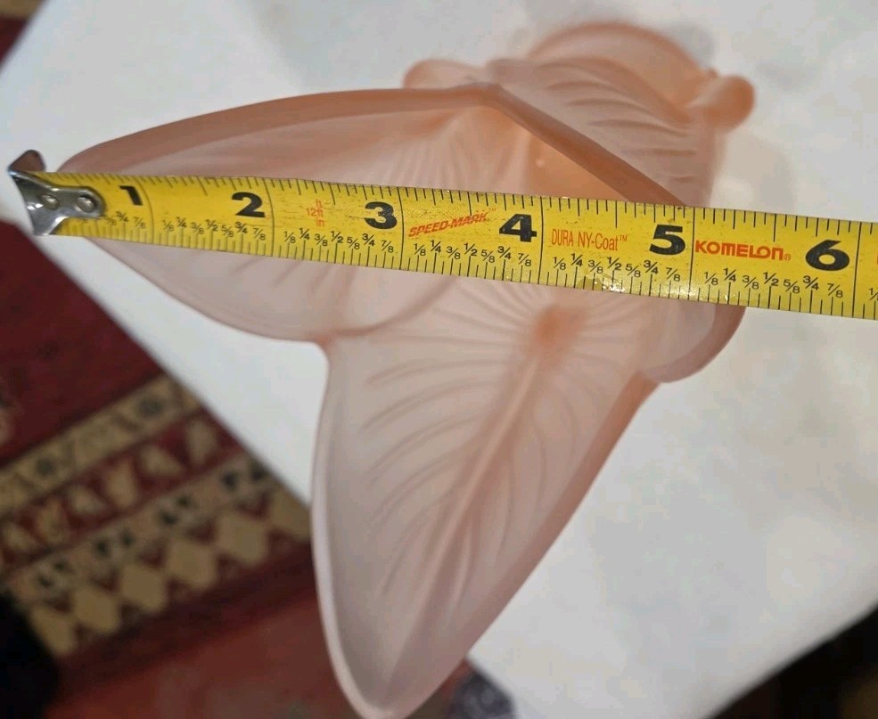Frosted Pink Satin Glass Art Deco Tulip Vase Handles Floral