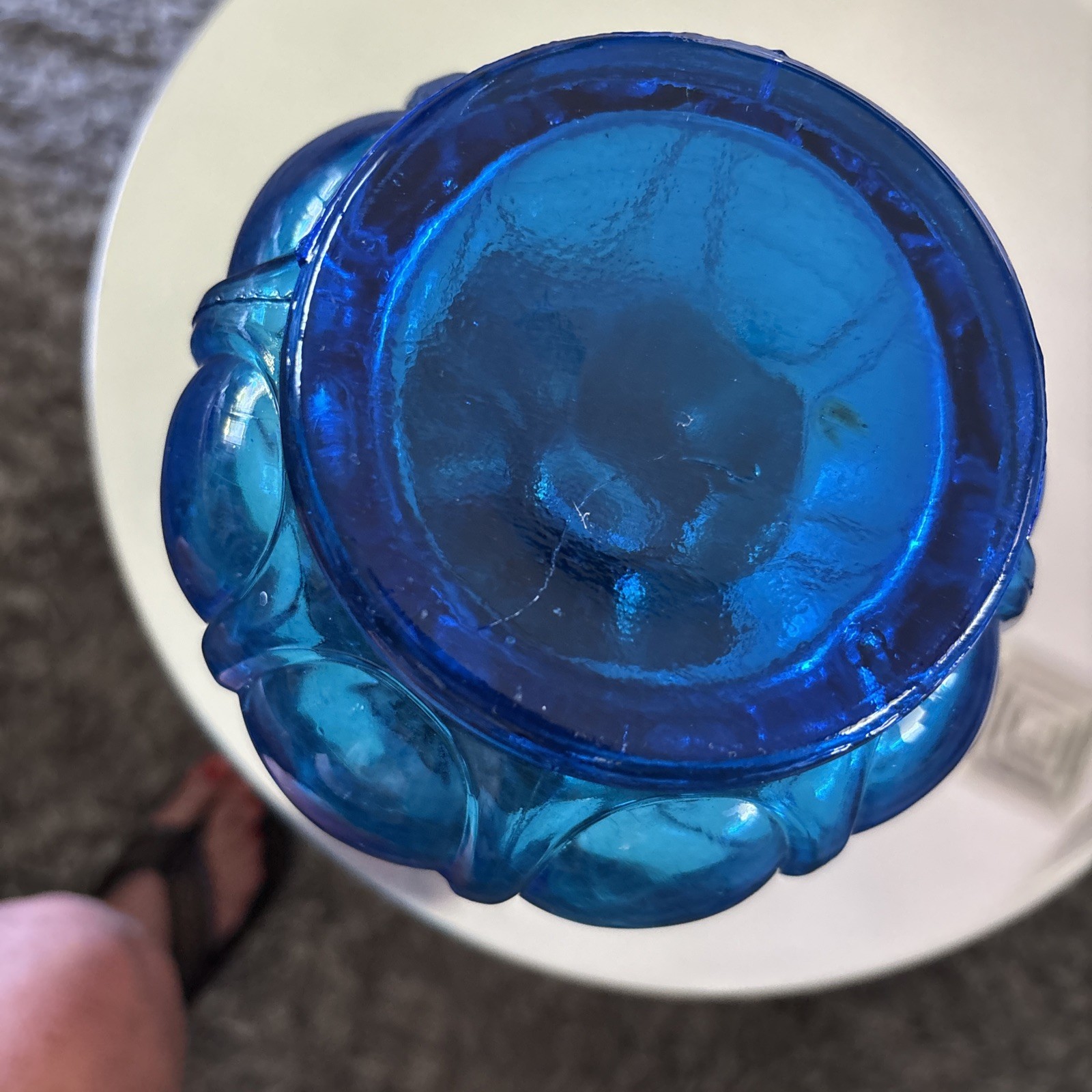 Vintage Teal Blue and Gold Genie Bottle Vase 10 Inches Tall