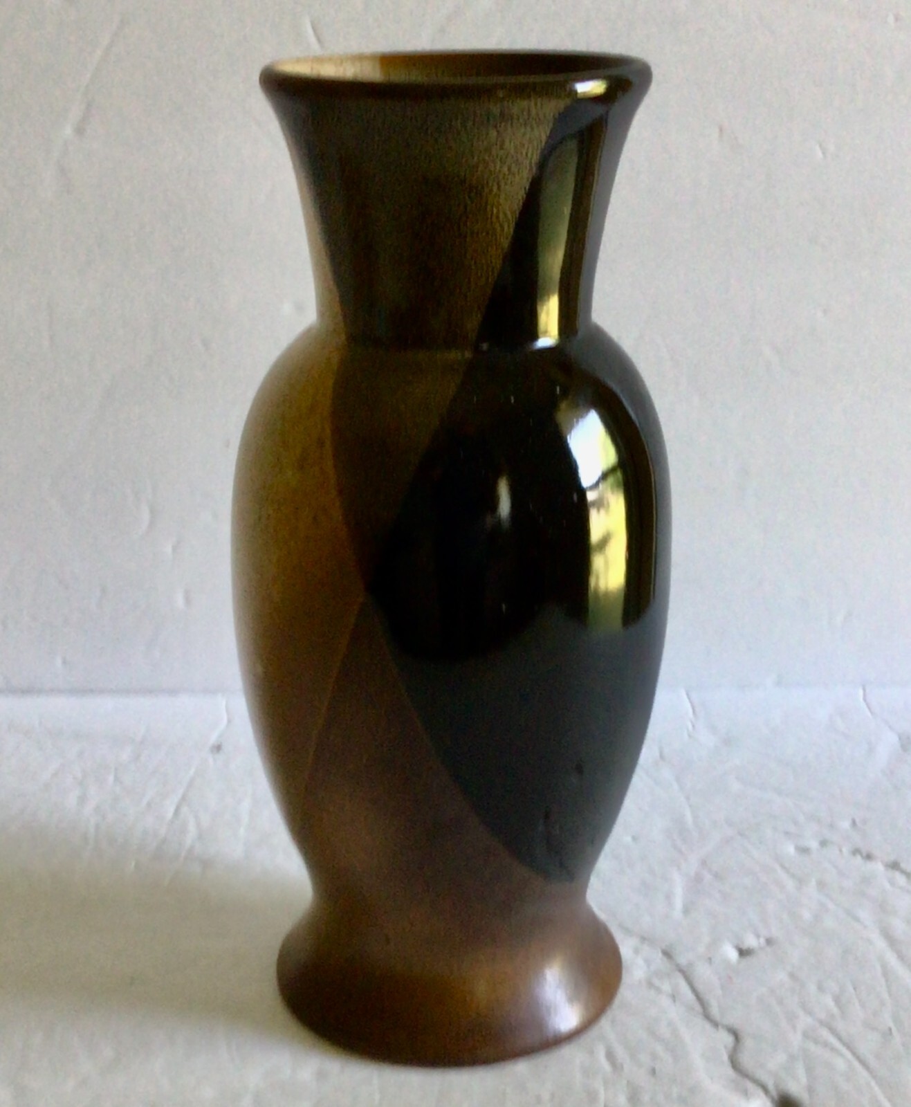 Pottery Craft Robert Maxwell USA Geometric Brown Vase 10 1/4″ Tall Vintage