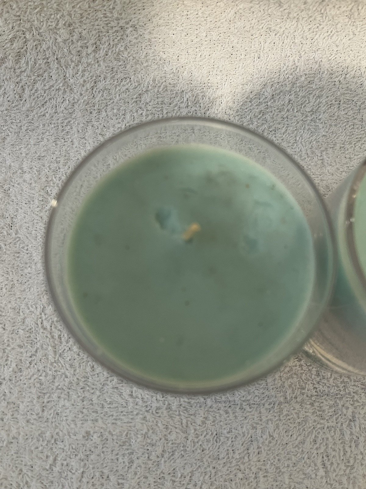 Two 4″ Votive Candles Art Glass Controlled Bubble Mint Green Spring
