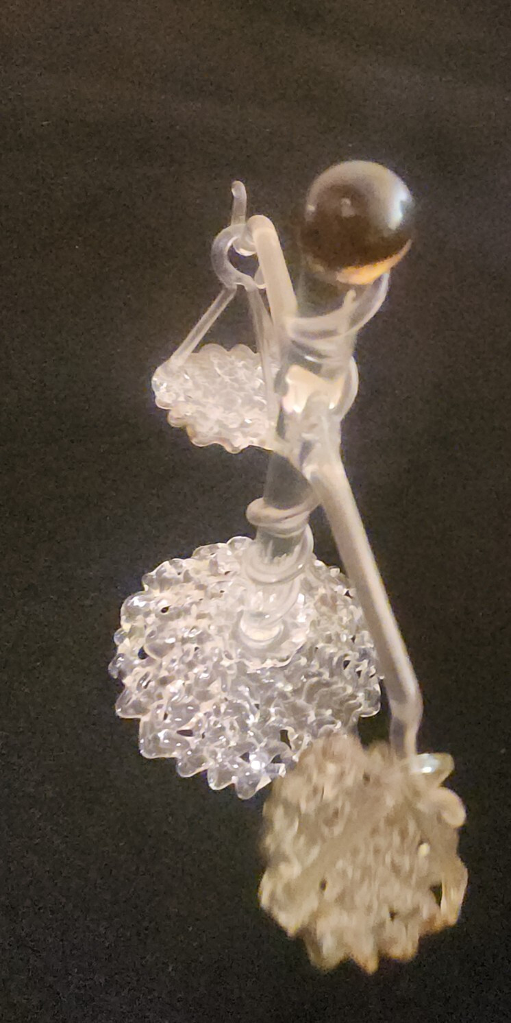 Rare Vintage Hand Blown Glass Scale Figure Great Detail Great Color Glass Basket