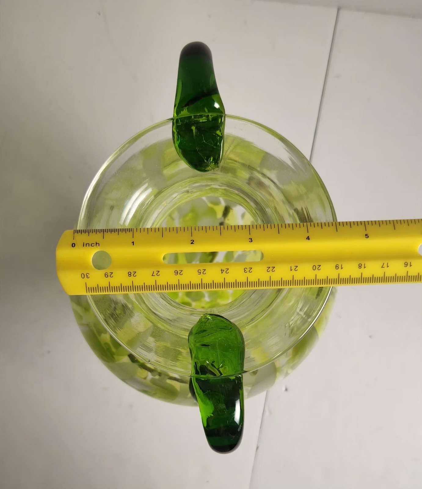 VTG Yalos Murano Glass Variegated Green Amphora Vase With Cast Iron Metal Stand