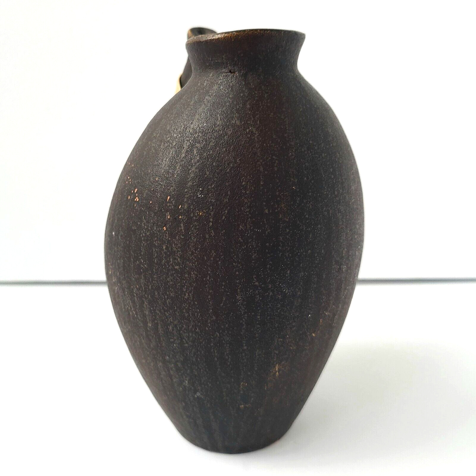 Handmade Terracotta Pottery Pitcher Brown Jug Rattan Wrapped Handle Philippines