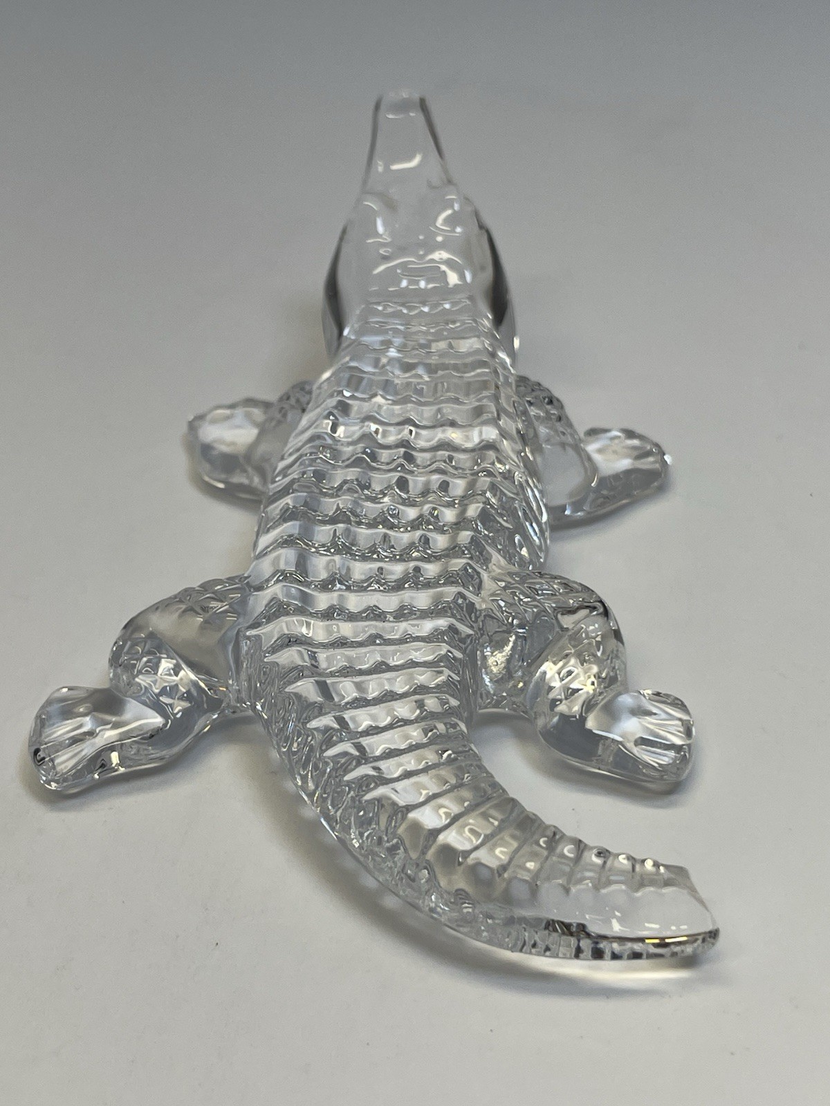 Waterford Crystal Alligator Paperweight Figurine 5” -Tip Of Tail Broken
