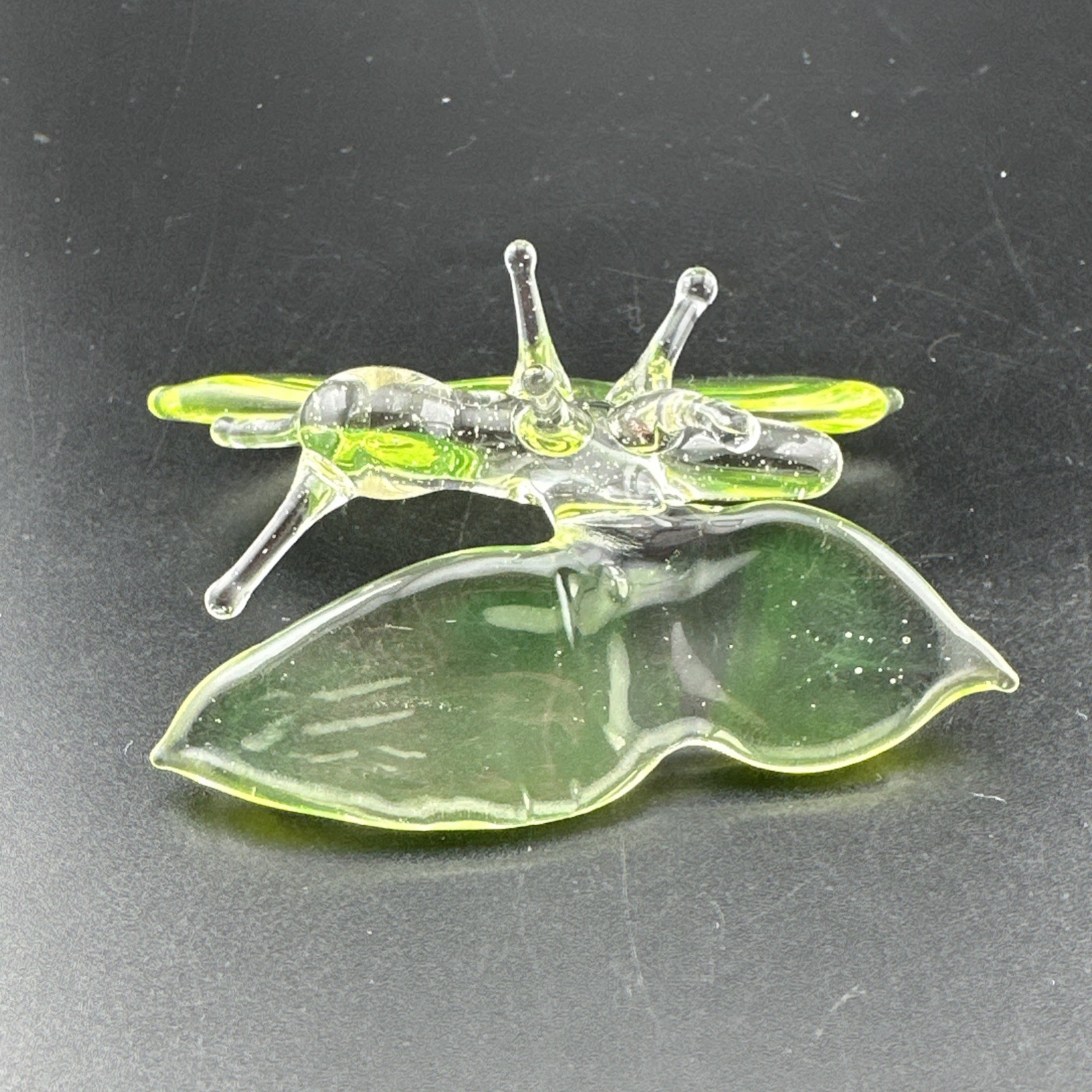Handblown Uranium Glass Art Butterfly Figure UV Reactive Borosilicate Green Glow