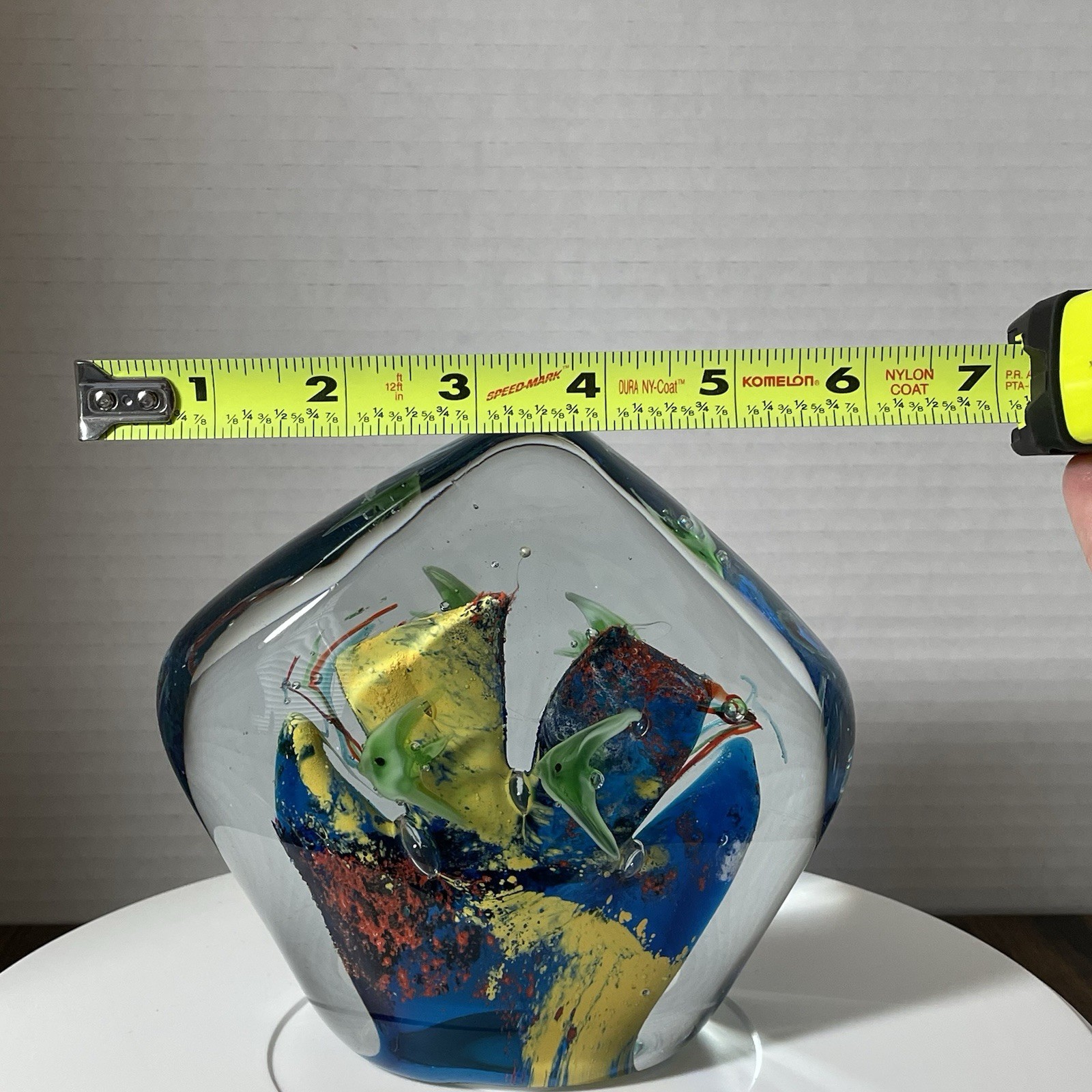 Murano Style Art Glass Paperweight Fish Aquarium Tropical 5” x 6”Sculpture 4 LB