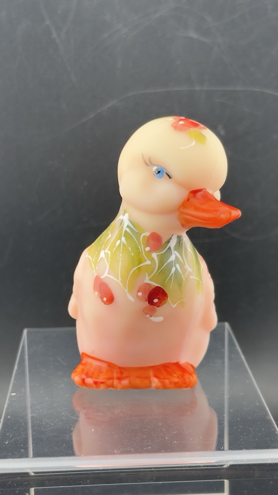 Fenton Burmese Duckling Gift Shop Exclusive 2004 HP by D Barbour Uranium 🌟GLOW