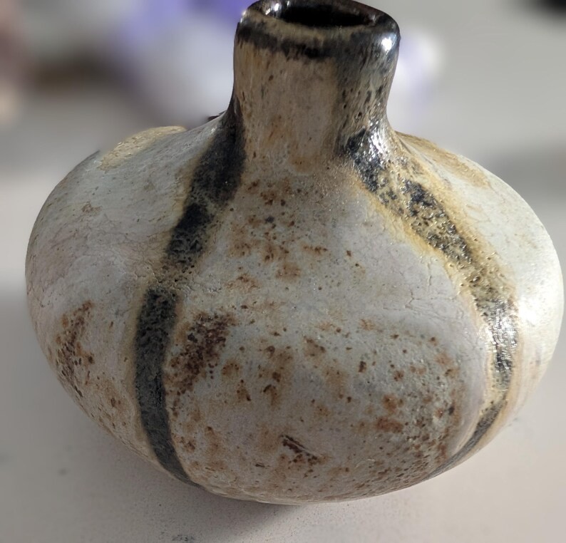 Vintage 1967 Studio Pottery Bud Vase – Signed Ceramic Stoneware, MCM Wabi Sabi R