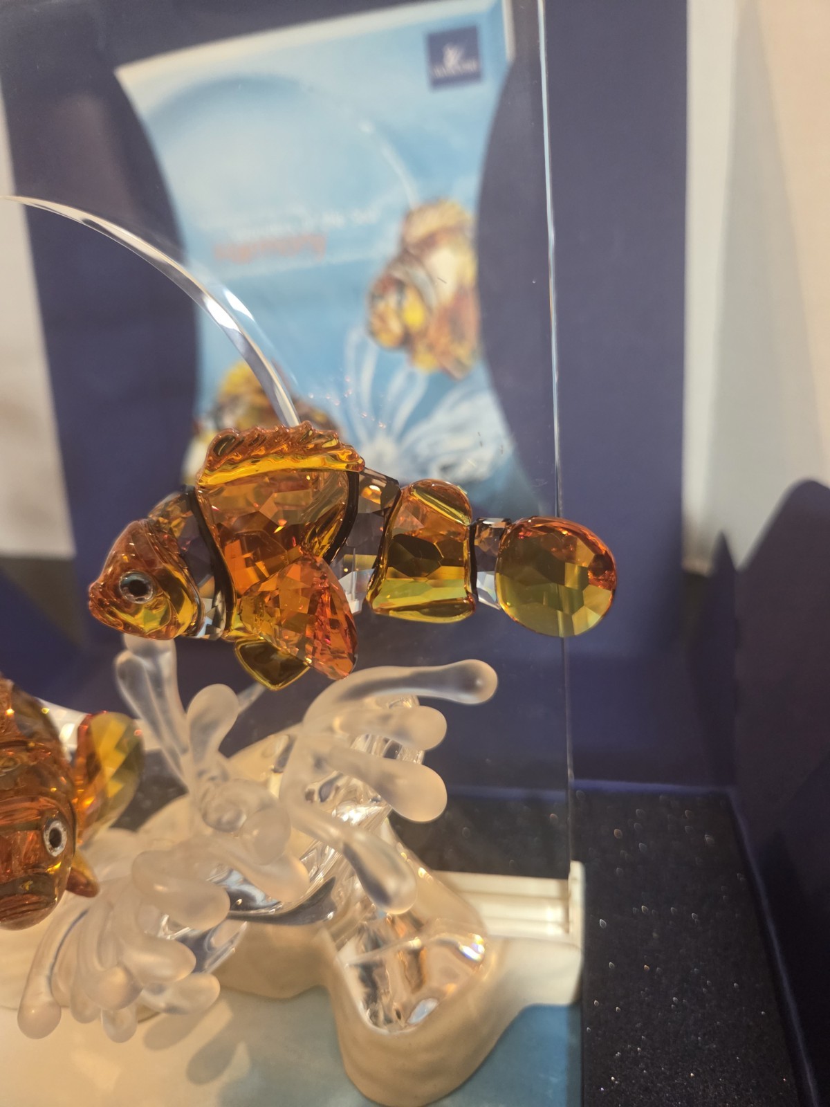 Swarovski Wonders of the Sea Harmony Crystal Fish Figurine Clear Amber *Repaired