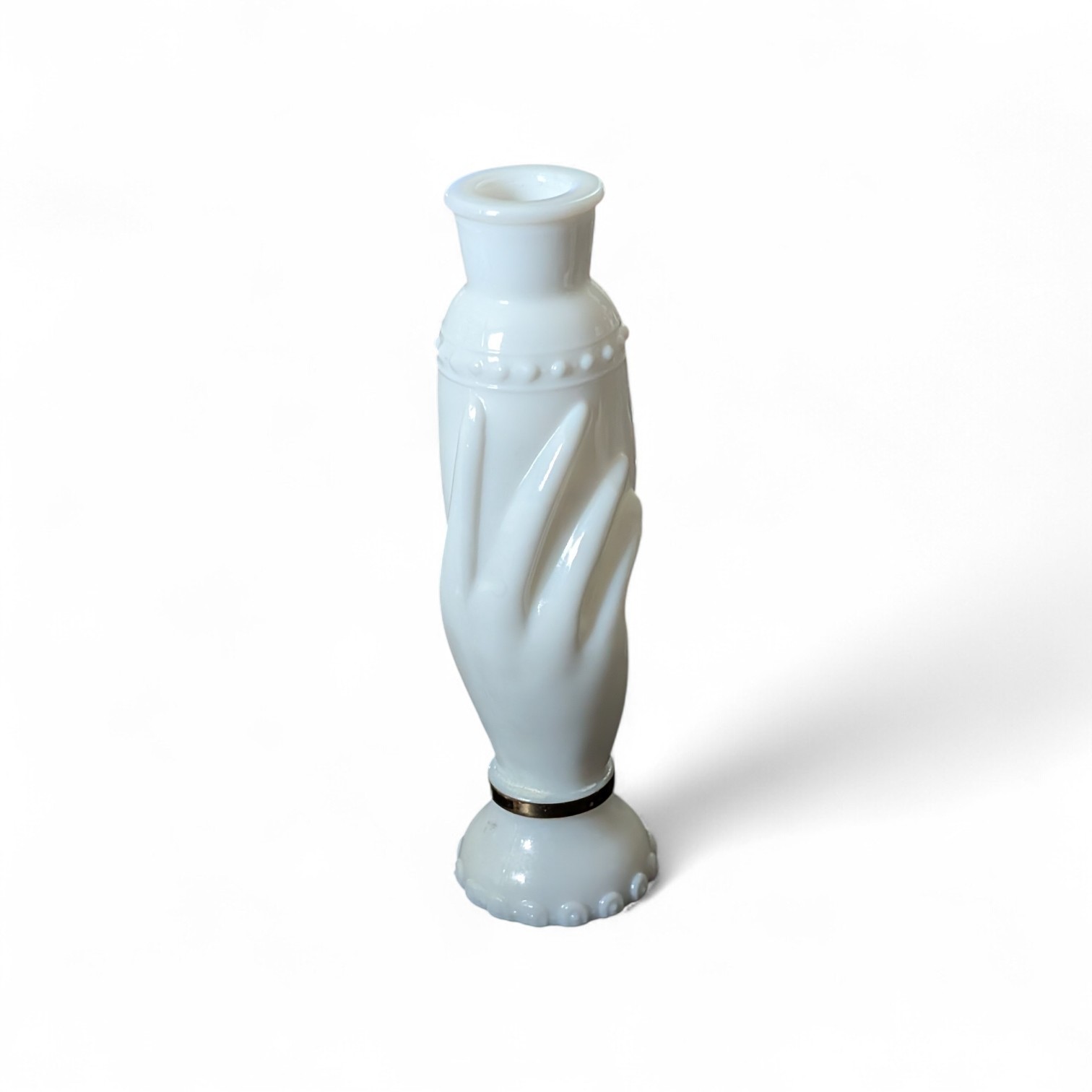 Victorian Style Milk Glass Hand Vase Dark Academia Decor Surrealist Gothic 6″