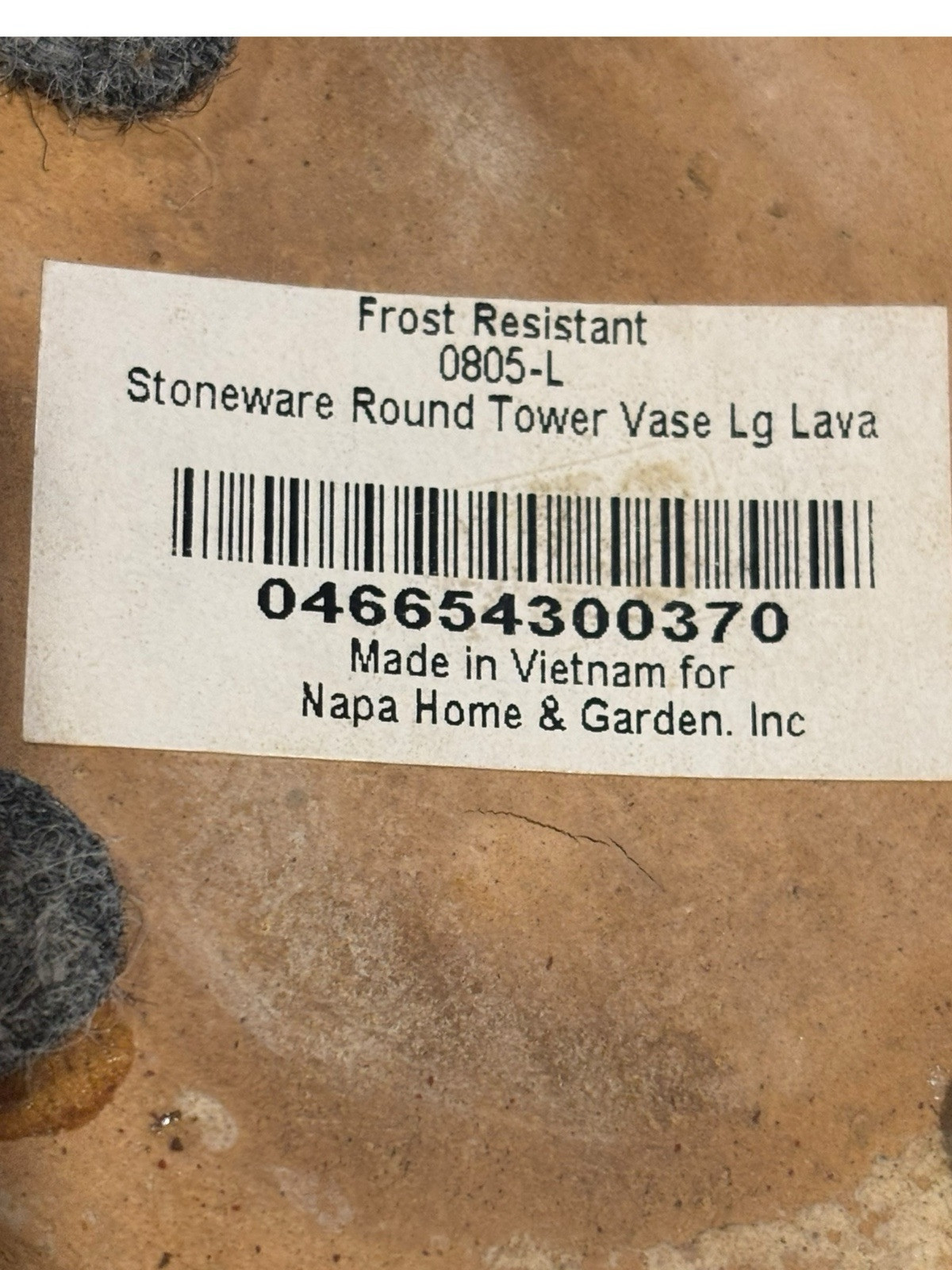 VTG Napa Home Garden Black Tower Vase Lava Stoneware 10.5 In